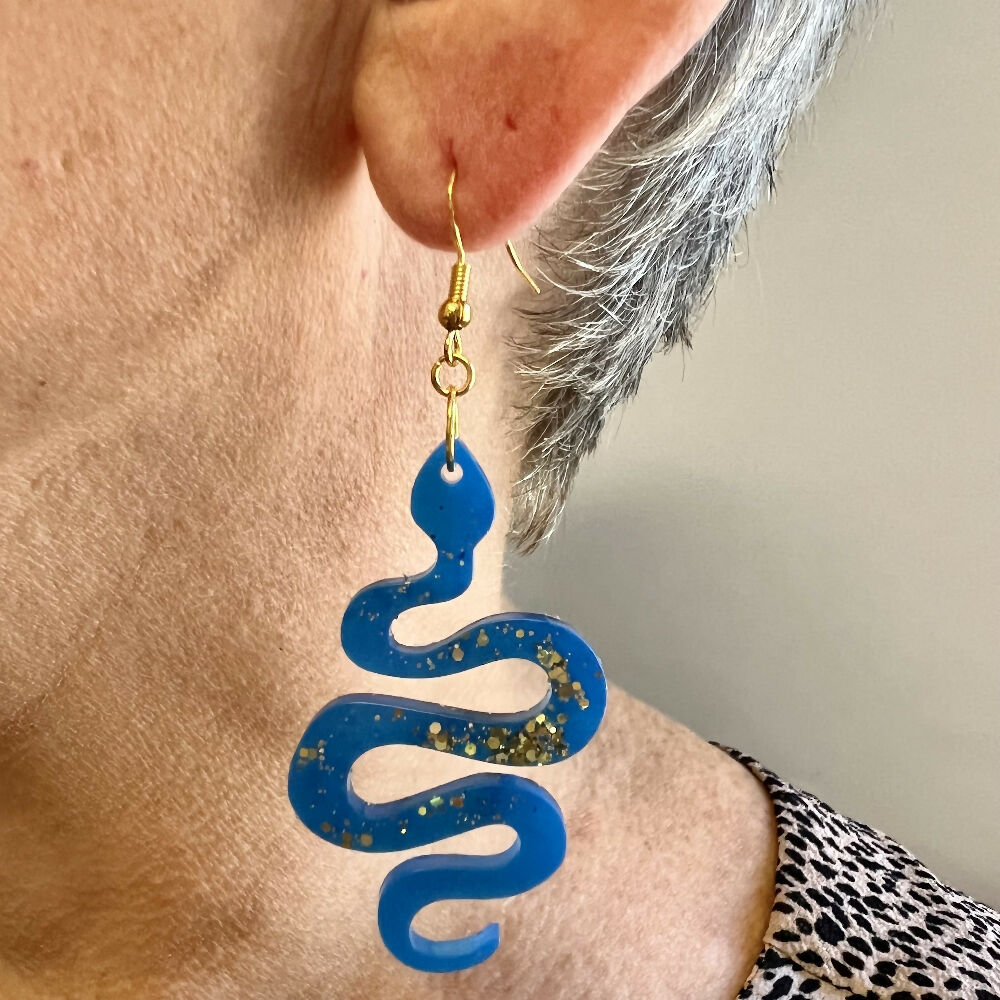 Ssssss Blue Gold Earrings
