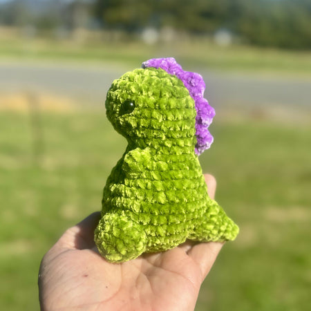 Dinosaur Small Chubby Soft Crochet Toy Green Purple