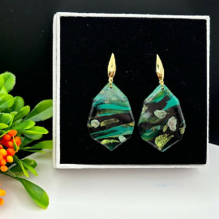 Emerald Swirl Statement Earrings