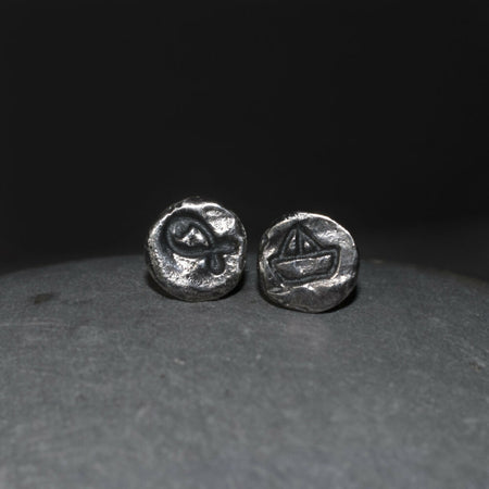 FISH & BOAT sterling silver stud earrings