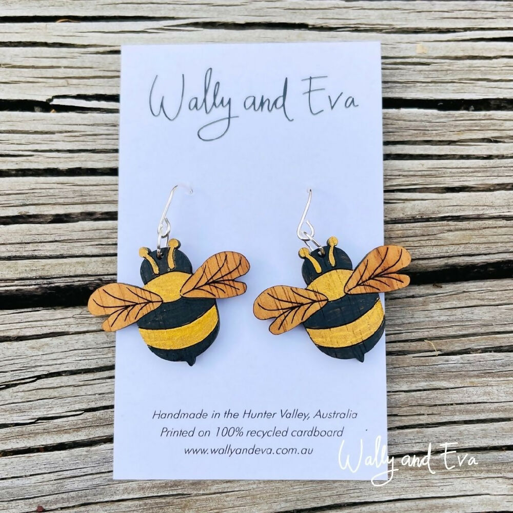 Australian-hand-painted-wood-bee-earrings-wally-and-eva