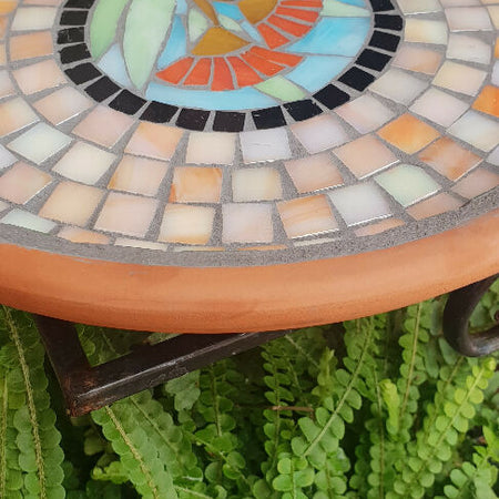 Eucalyptus gum blossom decorative mosaic bee birdbath