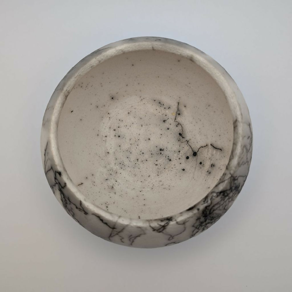 Feather and Hair Raku Wide Bowl