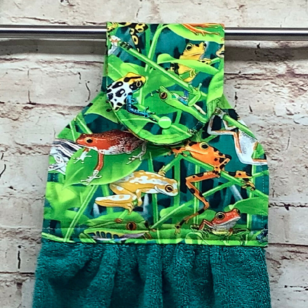 Frogs hanging hand towel. - 2 Designs