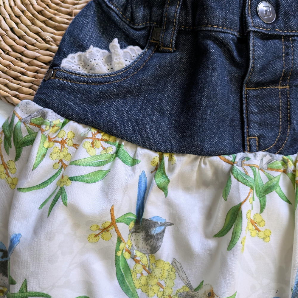 girls-size-5-upcycled-denim-skirt-australian-fairy-blue-wren-wattle-handmade-sewing-artist-the-denim-patch (5)