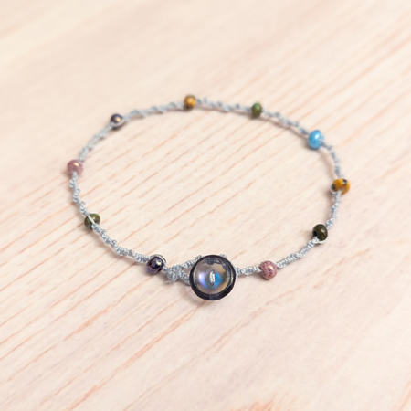 Beaded anklet | glass button | limited edition beads