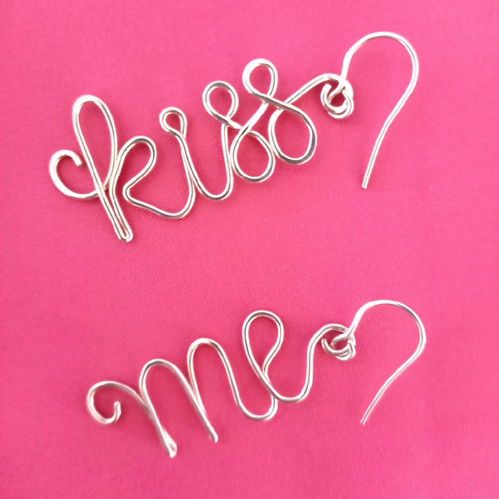 kiss-me-earrings-sterling-silver-dangles-handmade 2 1024