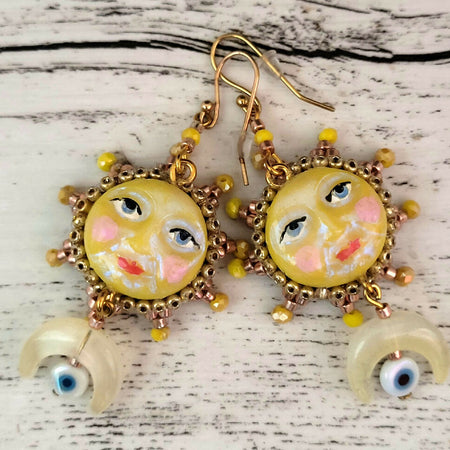 Vintage-Inspired Yellow Sun Earrings