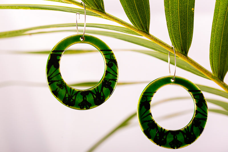Jungle Hoops light weight ceramic earrings