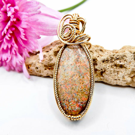 Andamooka Matrix oval opal pendant 14k gold fill wire wrapped