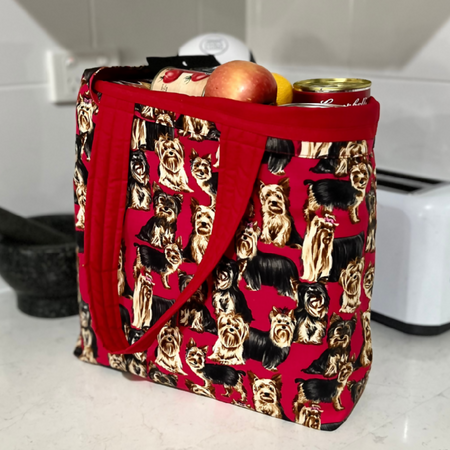 Grocery Tote ... Lined with storage pouch ... Yorkshire Terrier