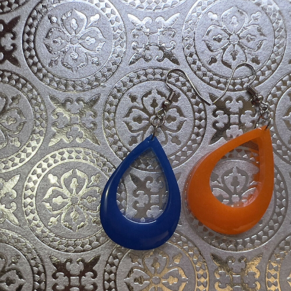Blue Orange Holy Drop Earrings