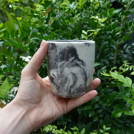 Black & White Hand Crafted Ceramic Marbled Coffee Mug 250ml