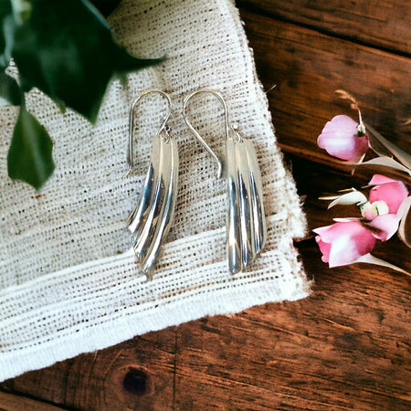 Vintage Scalloped spoon earrings - sterling silver