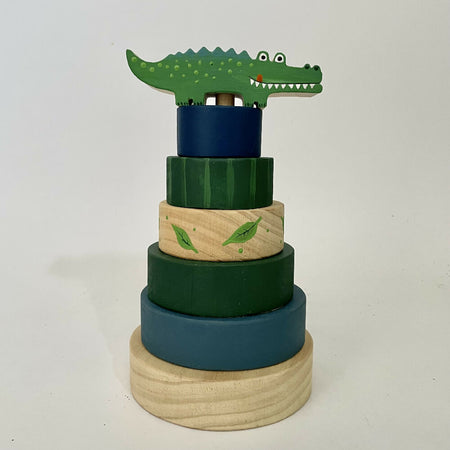 Ring stacker with crocodile topper