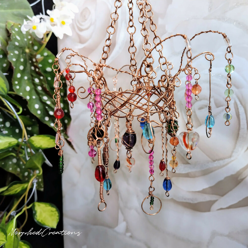 whimsy natural copper beaded suncatcher multi-coloured glass bead 2