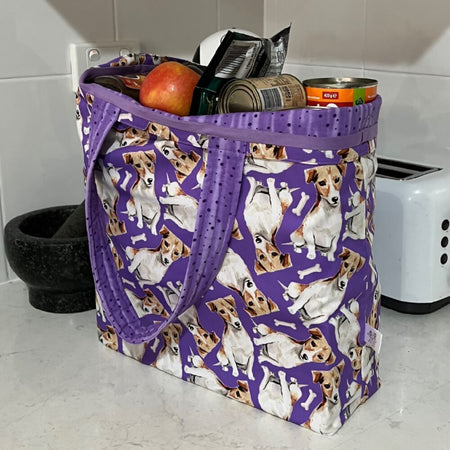 Grocery Tote ... Lined with storage pouch... Jack Russell