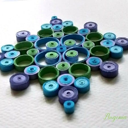 Mandala quilled card in purple, blue and green