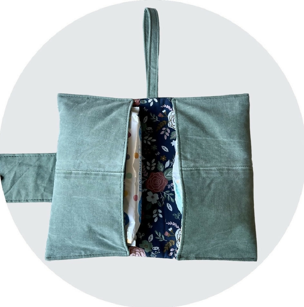 Upcycled Denim Nappy Wallet - Green