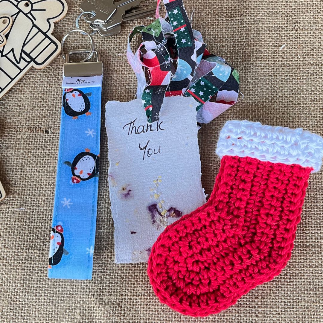 Teacher Keychain Wristlet | Holiday Gift | Christmas fabric | Stocking Stuffer | Secret Santa