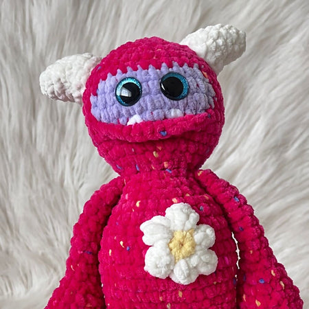 Crochet Monster, Daisy Monster - Pink / Red