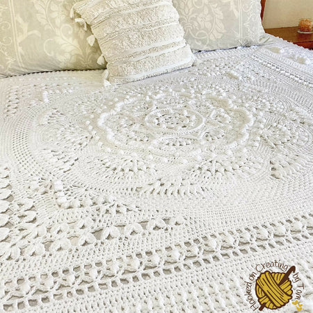 ‘Arcadia’ King size Handmade heirloom Afghan Blanket Throw