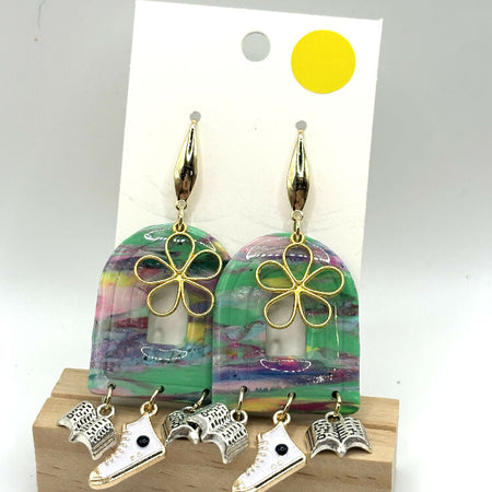 Wanderlust polymer clay unique Window Earrings