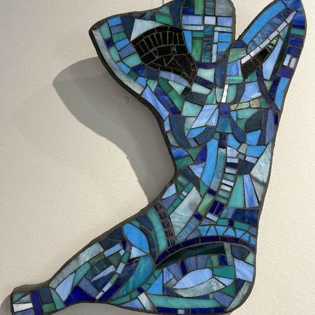 'SITTING' Stained Glass Mosaic Female Form Wall Art