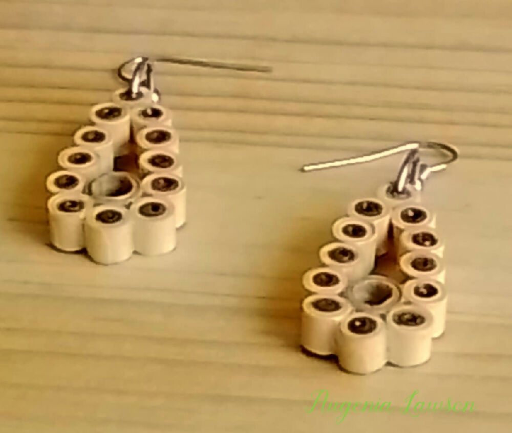 Earrings Quilled Teardrop Circles in Brown