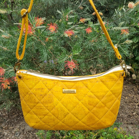 Cork Crossbody - Quilted Mustard