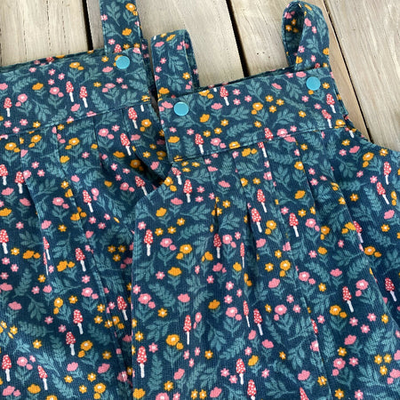 Corduroy Childs overalls teal floral