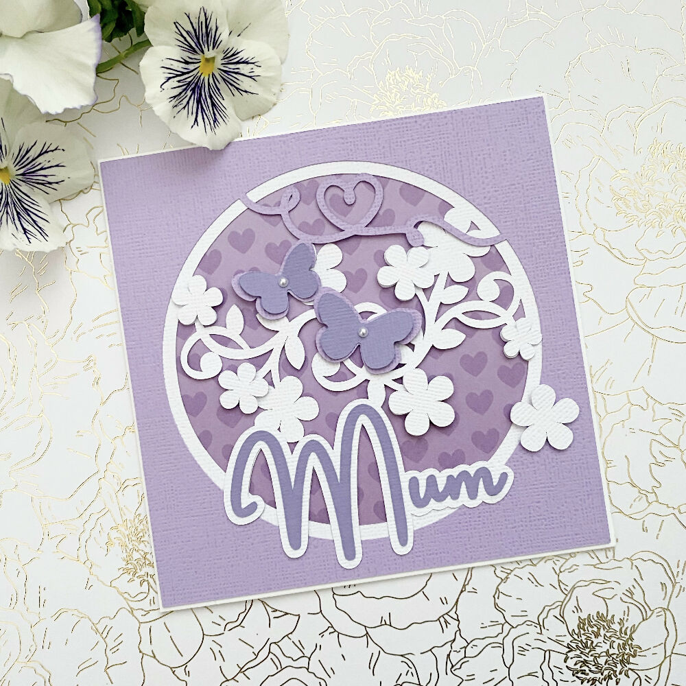 Floral Mum Mother's day card, birthday card. Pink or purple.
