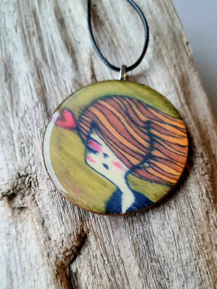 DreamGirl Jewelry Series : Original Ink Illustration Necklace Pendant