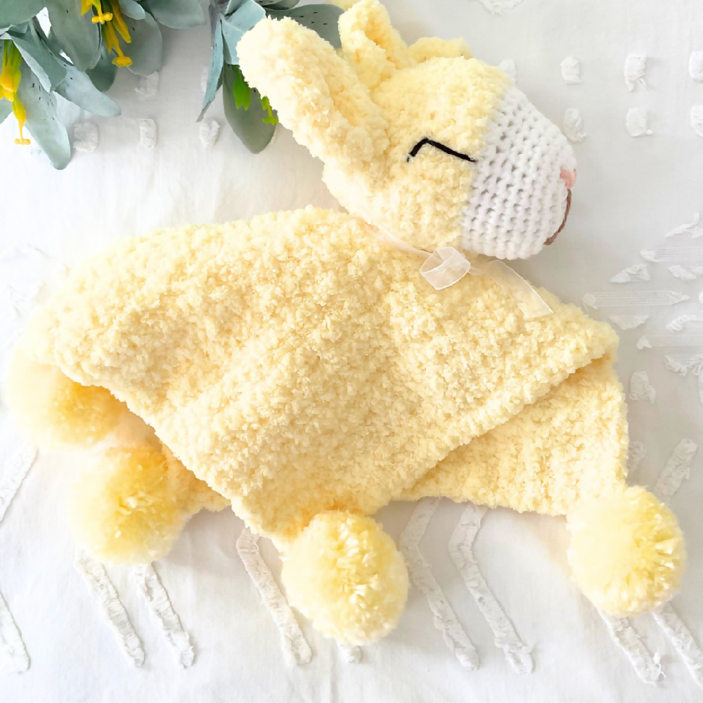 Handmade Crochet Llama Lovey Blanket, Llama Snuggle Blanket
