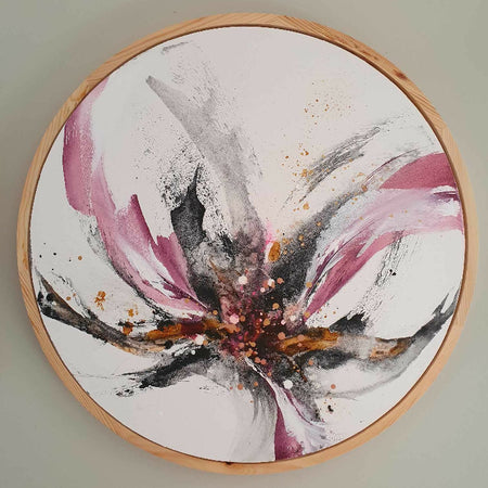 Beauty for Ashes II | Original abstract mixed media wall art | 50cm circle | framed | LIFECARE