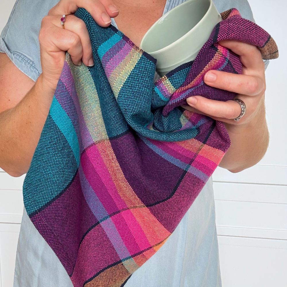 Rainbow-navy-stripe-whole-with-mug-person-tea-towel-handwoven-entangled-happiness-handwovens