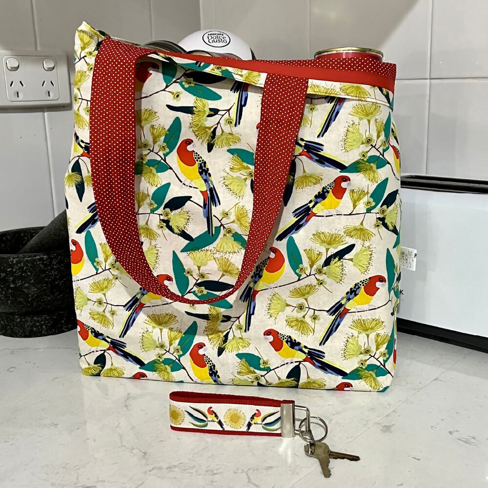 Grocery Tote ... Rosella ... Lined with storage pouch