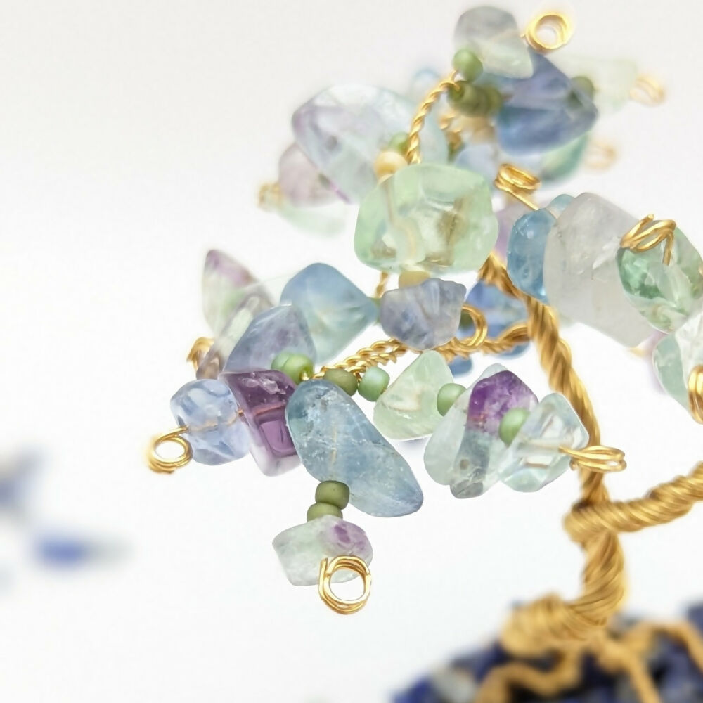 Gemstone tree ~ inner truth ~ rainbow fluorite & lapis lazuli