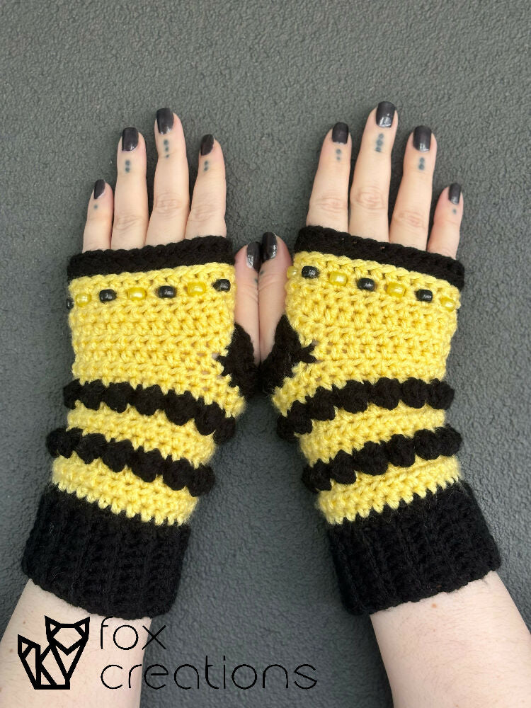 Bumblebee Fidget Gloves Crochet Pattern