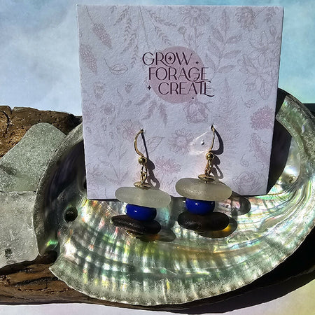 Unique Handmade Sea Glass and Glass Bead Earrings