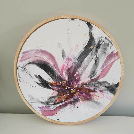 Beauty for Ashes III | Original abstract mixed media wall art | 50cm circle | framed |LIFECARE