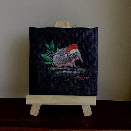 Miniature christmas painting with easel