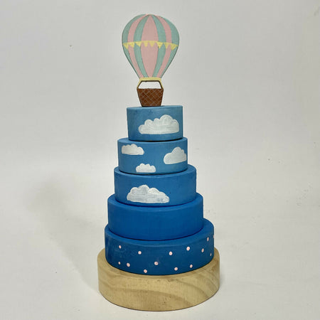 Ring stacker with hot air balloon topper.