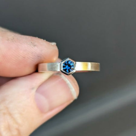 sterling silver × round blue australian sapphire