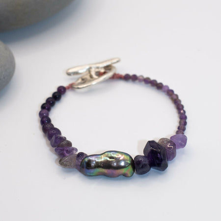 Pearl & Amethyst| sterling silver + gemstones bracelet