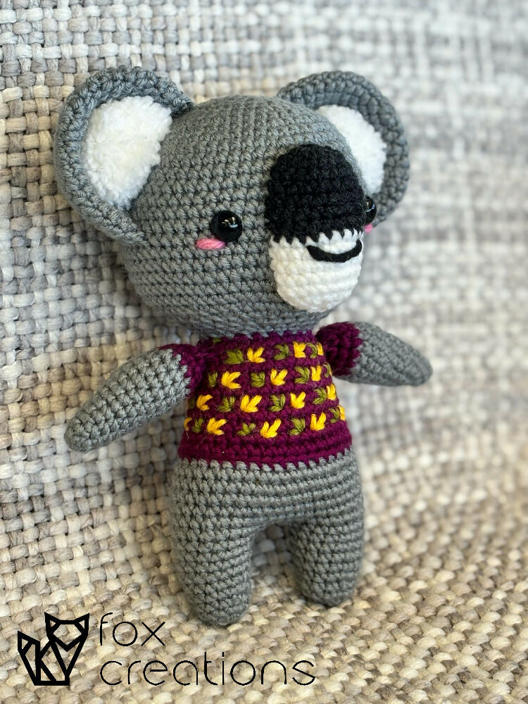 Crochet Koala with Pom Pom Ears and Shirt