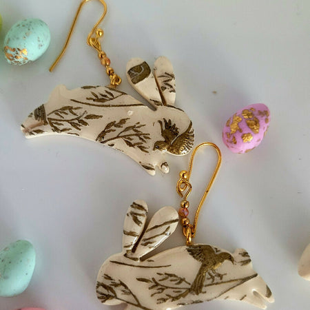 Jumping Bunnies with gold pattern