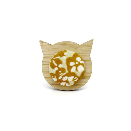 Kimono Cat Brooch - Mustard