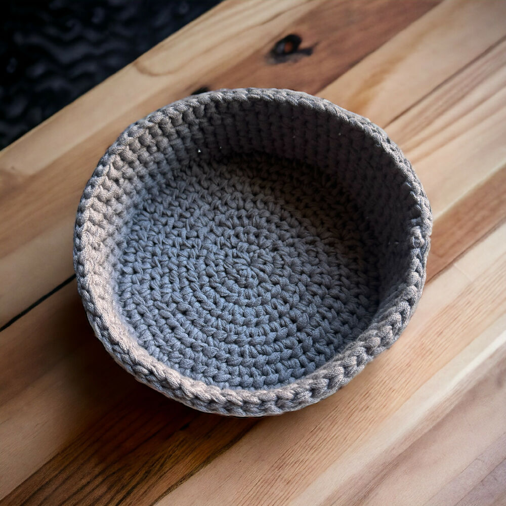 Handmade Crochet Basket - Gray