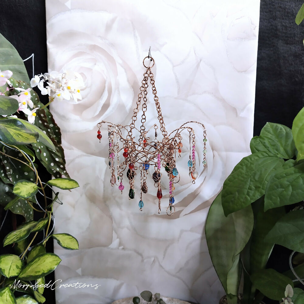 whimsy natural copper beaded suncatcher multi-coloured glass bead